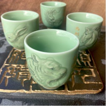 Пиала «Тигр готовится к новому прыжку» 50 мл. фарфор